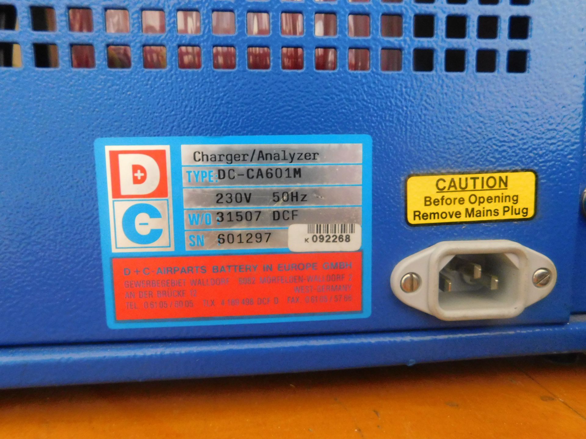 D&C Airparts Charger-Analyser, Type: DC-C601M S/N: S01297 (Located Brentwood, See General Notes - Image 2 of 2