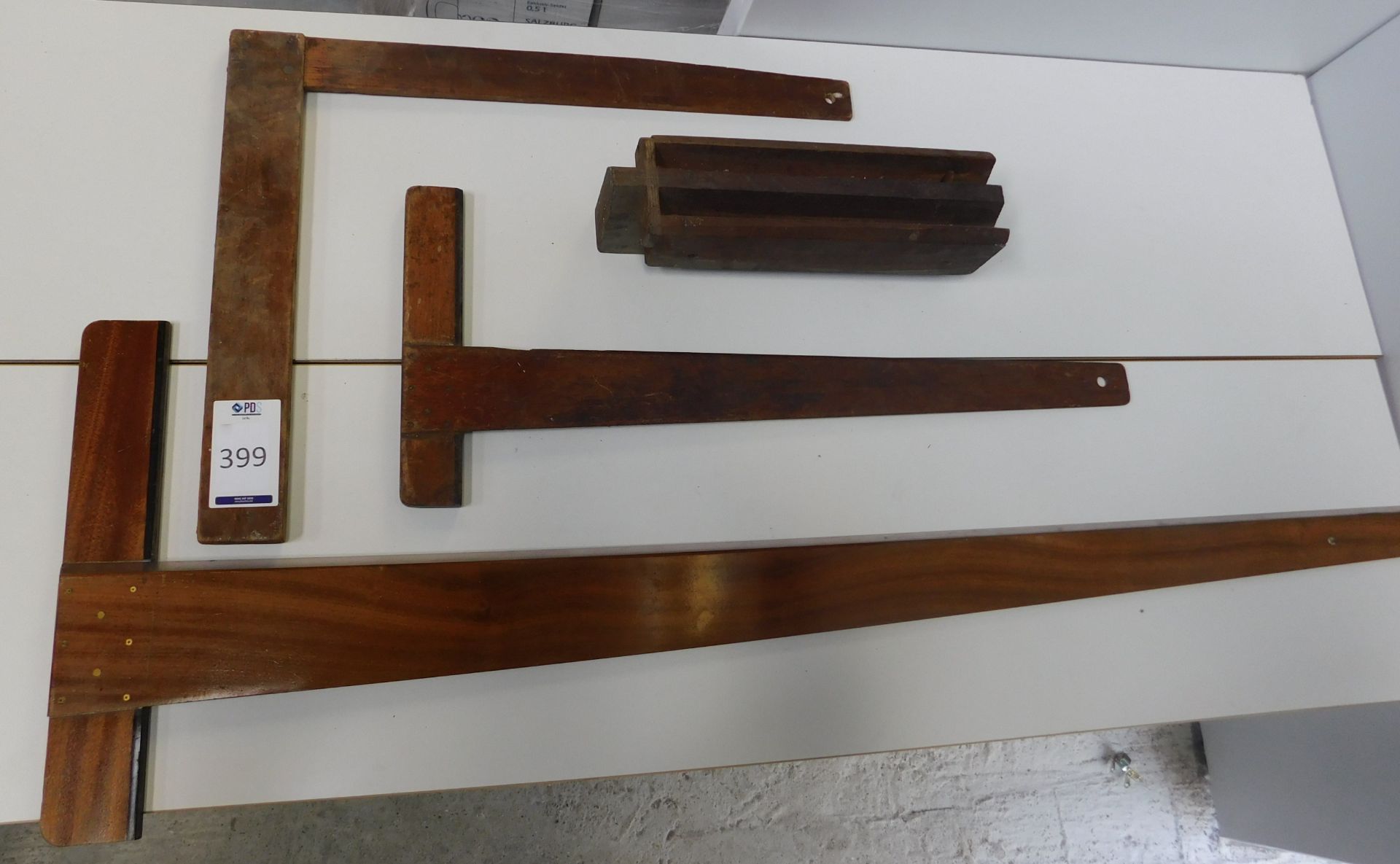 Mahogany Draftsman’s Straight Edge, another, Smaller & a Mahogany “V” Block (Located Brentwood,