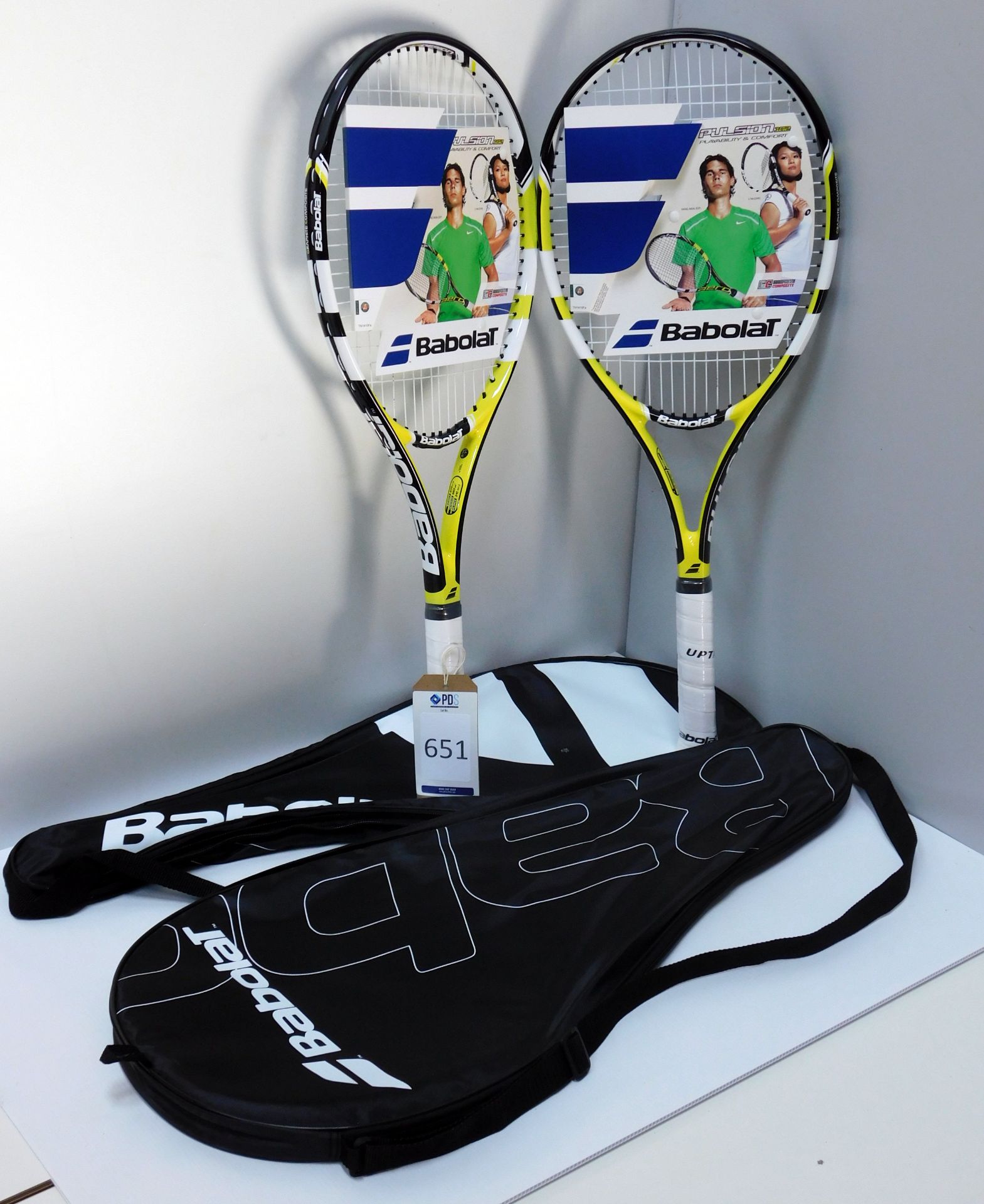 Two Babolat “Pulsian 102” Tennis Rackets, Grip Size 2, (New) with Covers (Located Brentwood, See