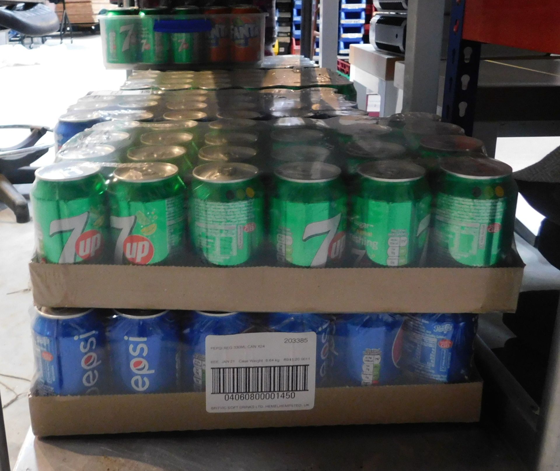 Approximately 200 Cans of Pepsi, Seven Up, Fanta etc., 48 Bottles Flavoured Water & 28 Fruit - Image 2 of 2