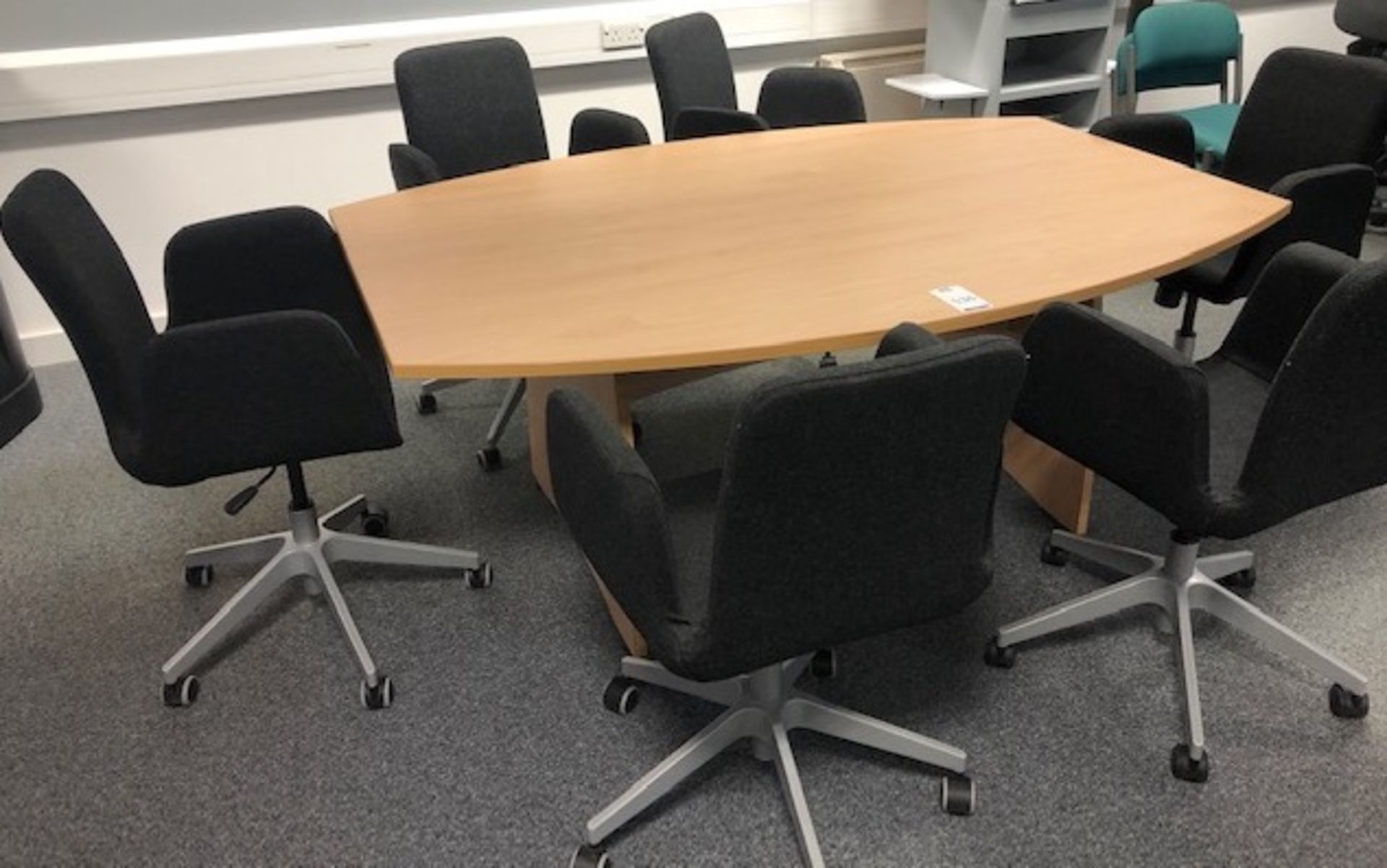 Beech Effect Conference Table with Set of 6 Armchairs (Located Daventry, See General Notes for