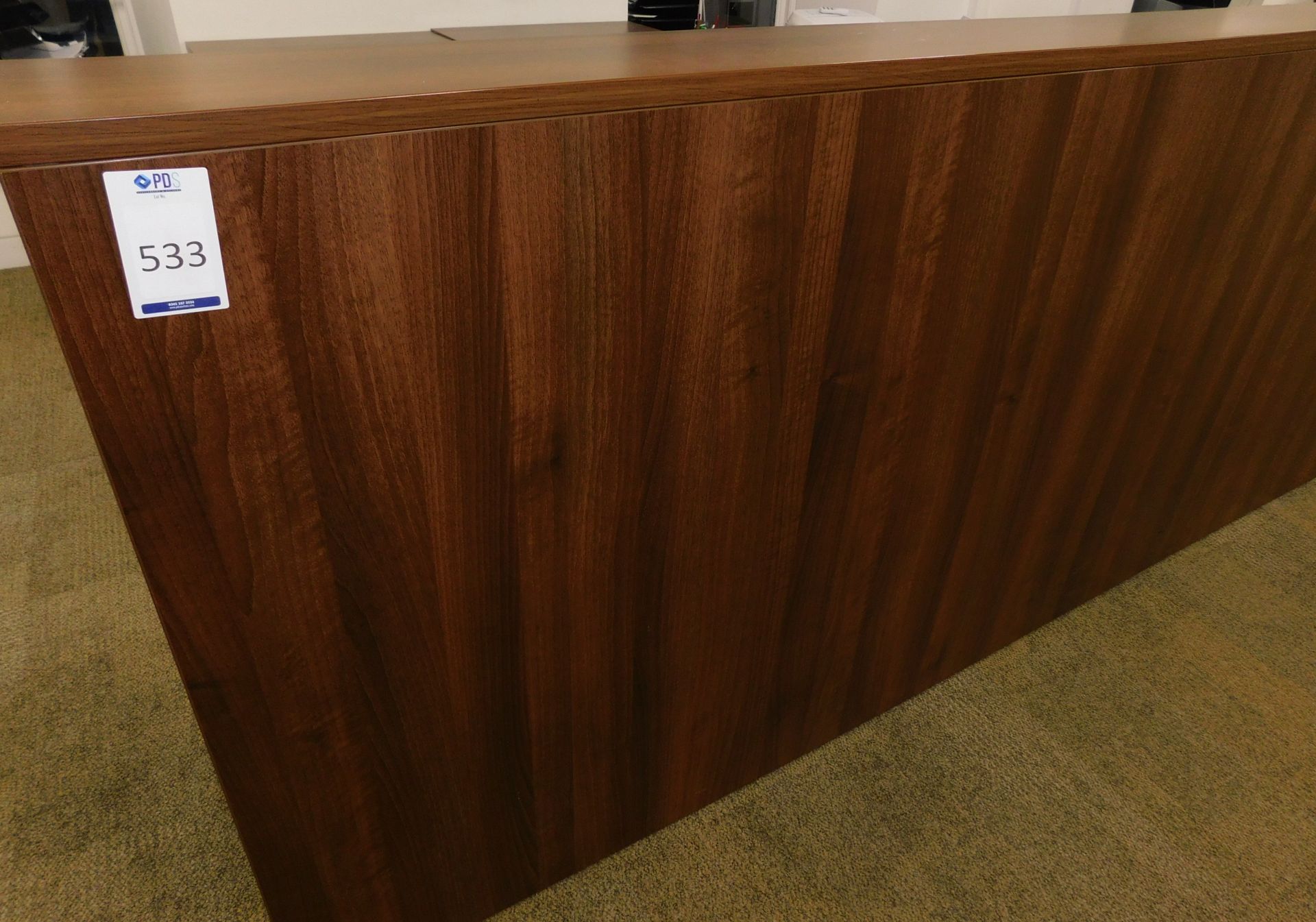 American Walnut Effect Reception Unit 180cm x 80cm, with Two Matching 3-Drawer Pedestals (Located
