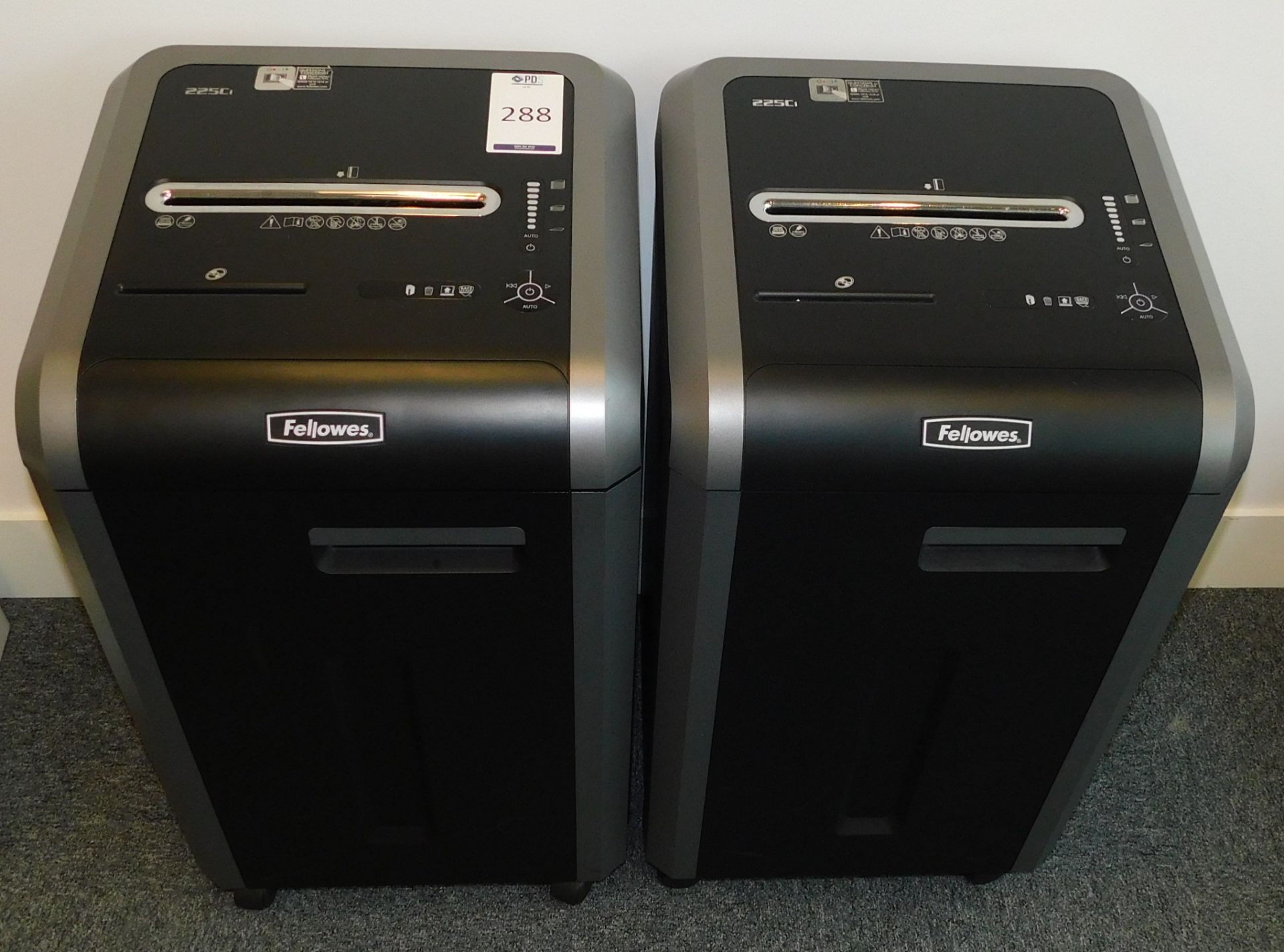 2 Fellowes 225Ci Document Shredders (Located Stockport - See General Notes for More Details).