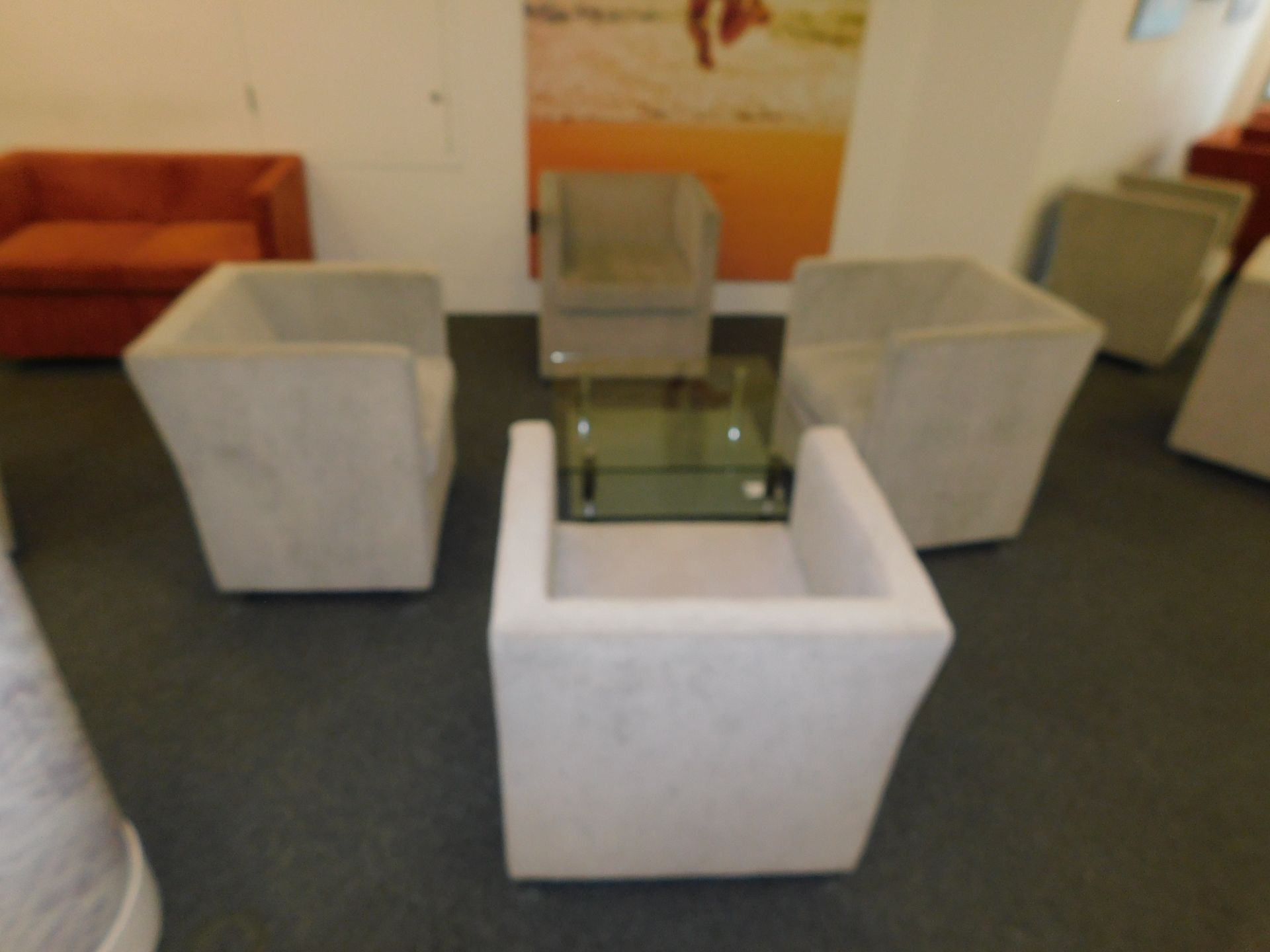 4 Jack Chairs with Glass Coffee Table (Located Stockport - See General Notes for More Details)