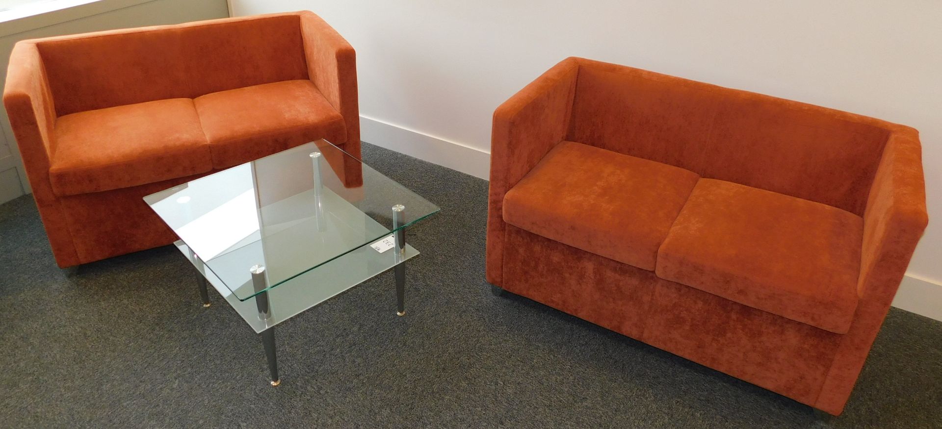 2 Jack 2-Seat Sofas with Glass Coffee Table (Located Stockport - See General Notes for More - Image 2 of 2