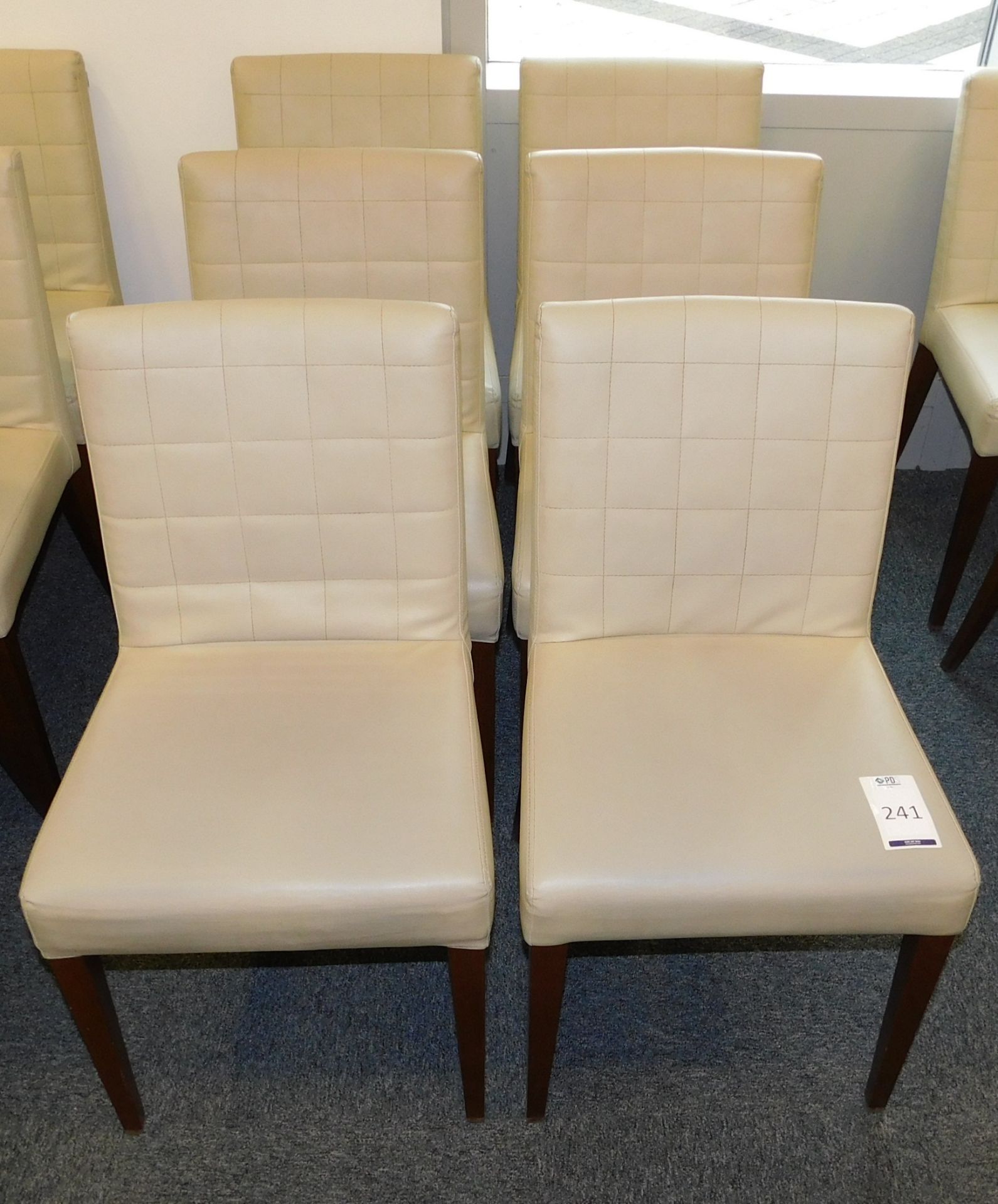 Set of 6 Trabaldo Wooden Framed Cream Leather Effect Chairs (Located Stockport - See General Notes