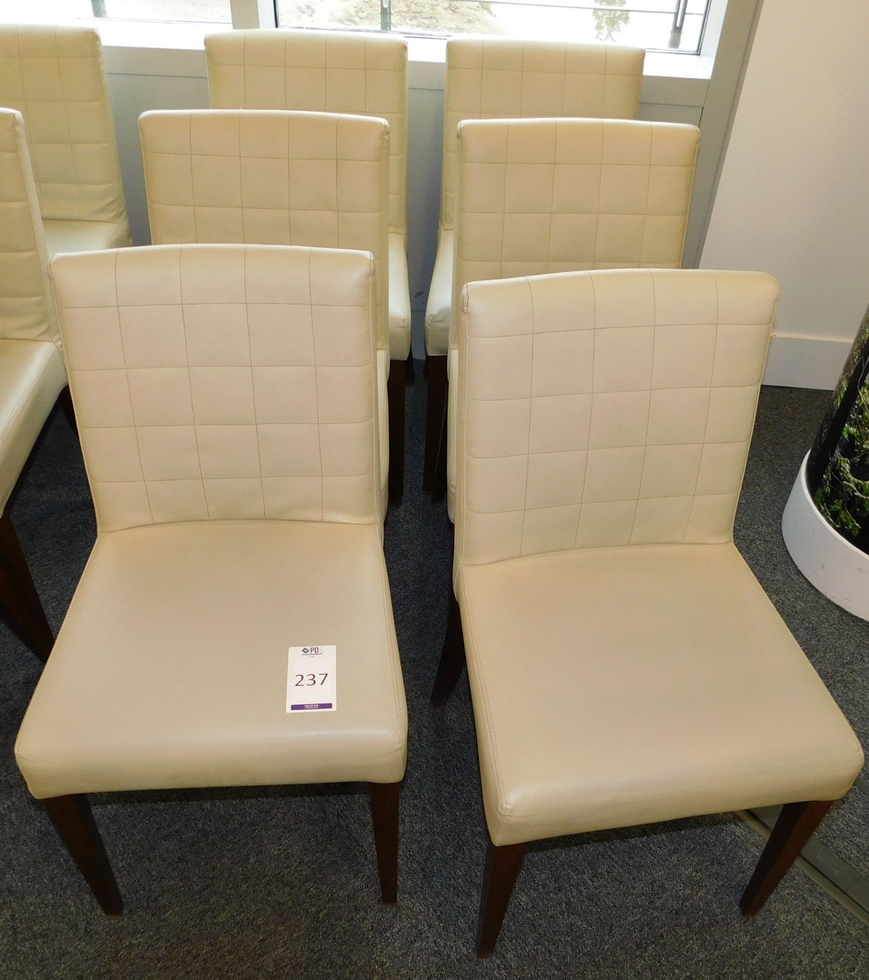 Set of 6 Trabaldo Wooden Framed Cream Leather Effect Chairs (Located Stockport - See General Notes