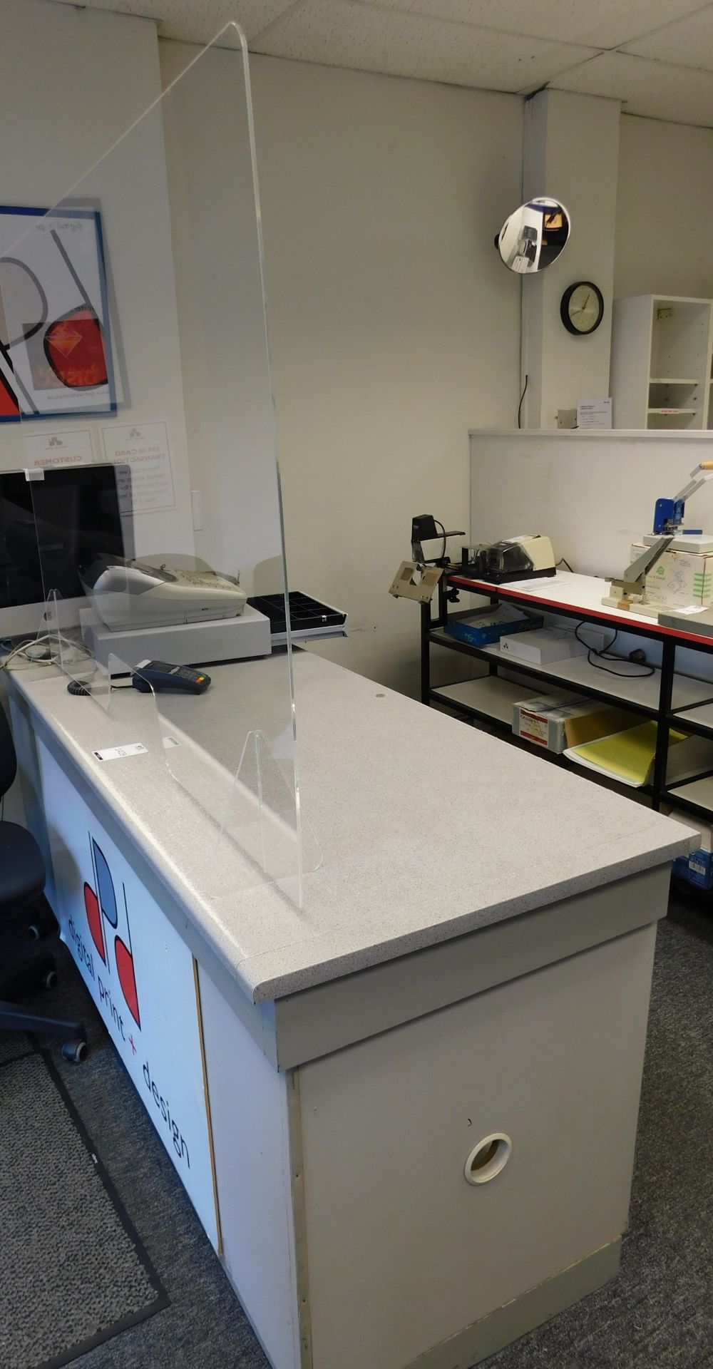 Laminated Counter with Anti-COVID Perspex Screen (Located Watford - See General Notes for More