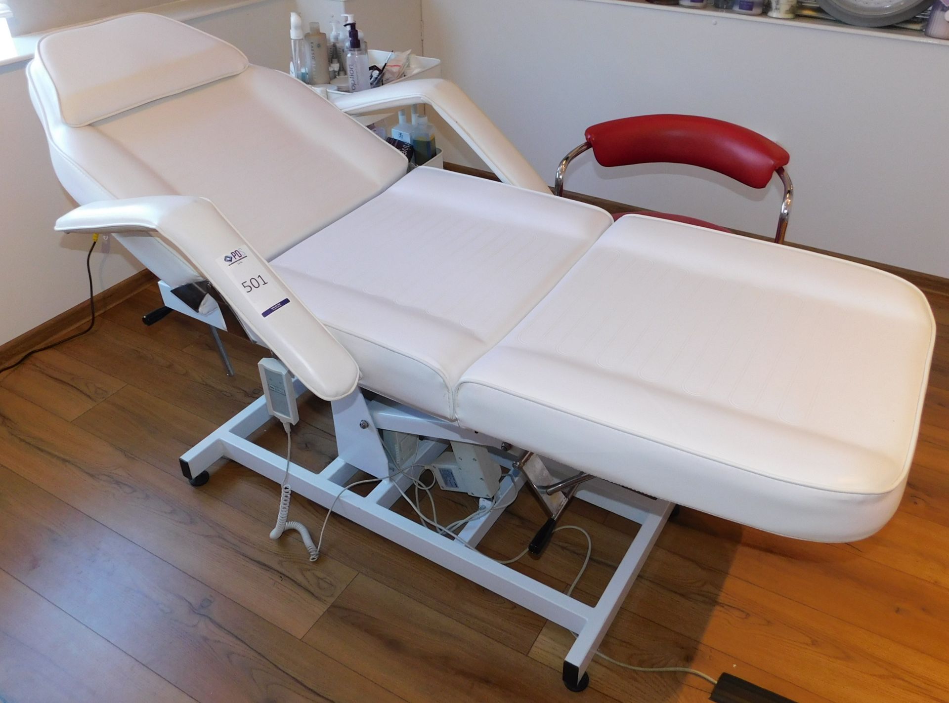 White Leather Treatment Bed & Trolley of Assorted Consumables (Located Corby – See General Notes for - Image 2 of 4