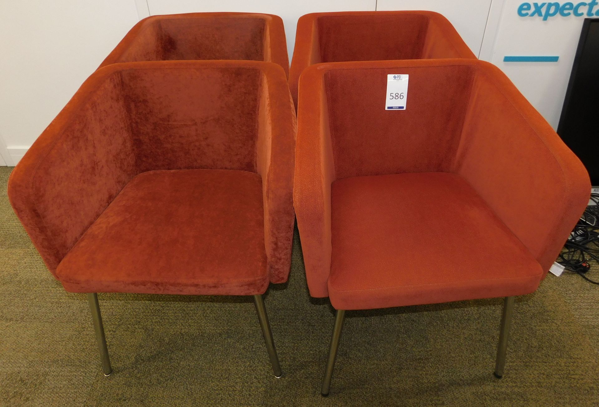 Pair of Suede Effect Armchairs and another pair, Velour Type (Located Brentwood - See General
