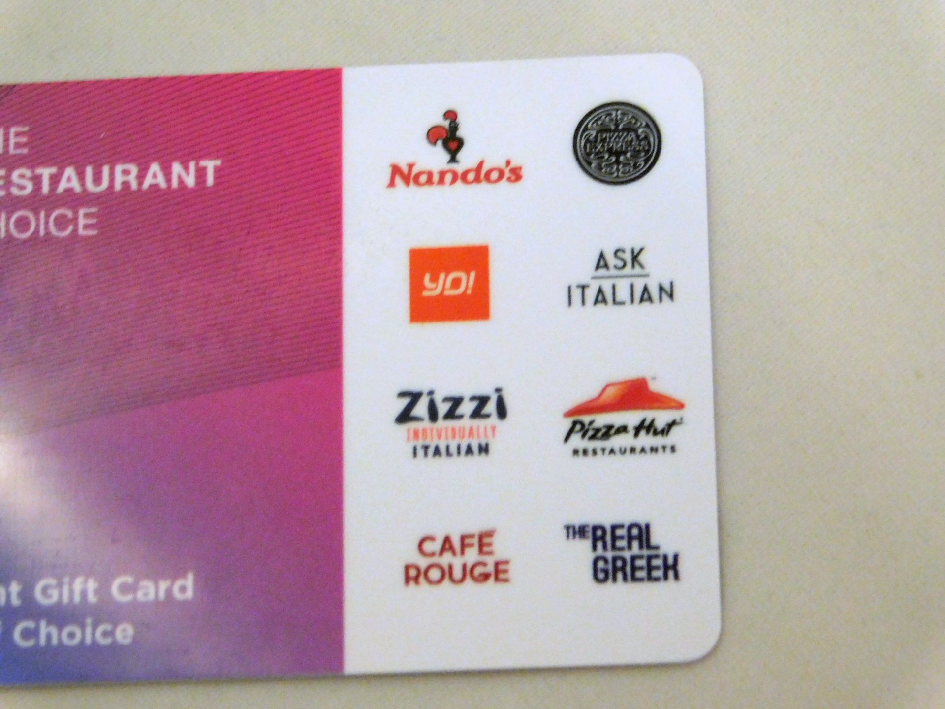 £200 Restaurant Choice Gift Cards, Expiry Date Believed to be 19th February 2021. (NO VAT ON HAMMER) - Image 2 of 2