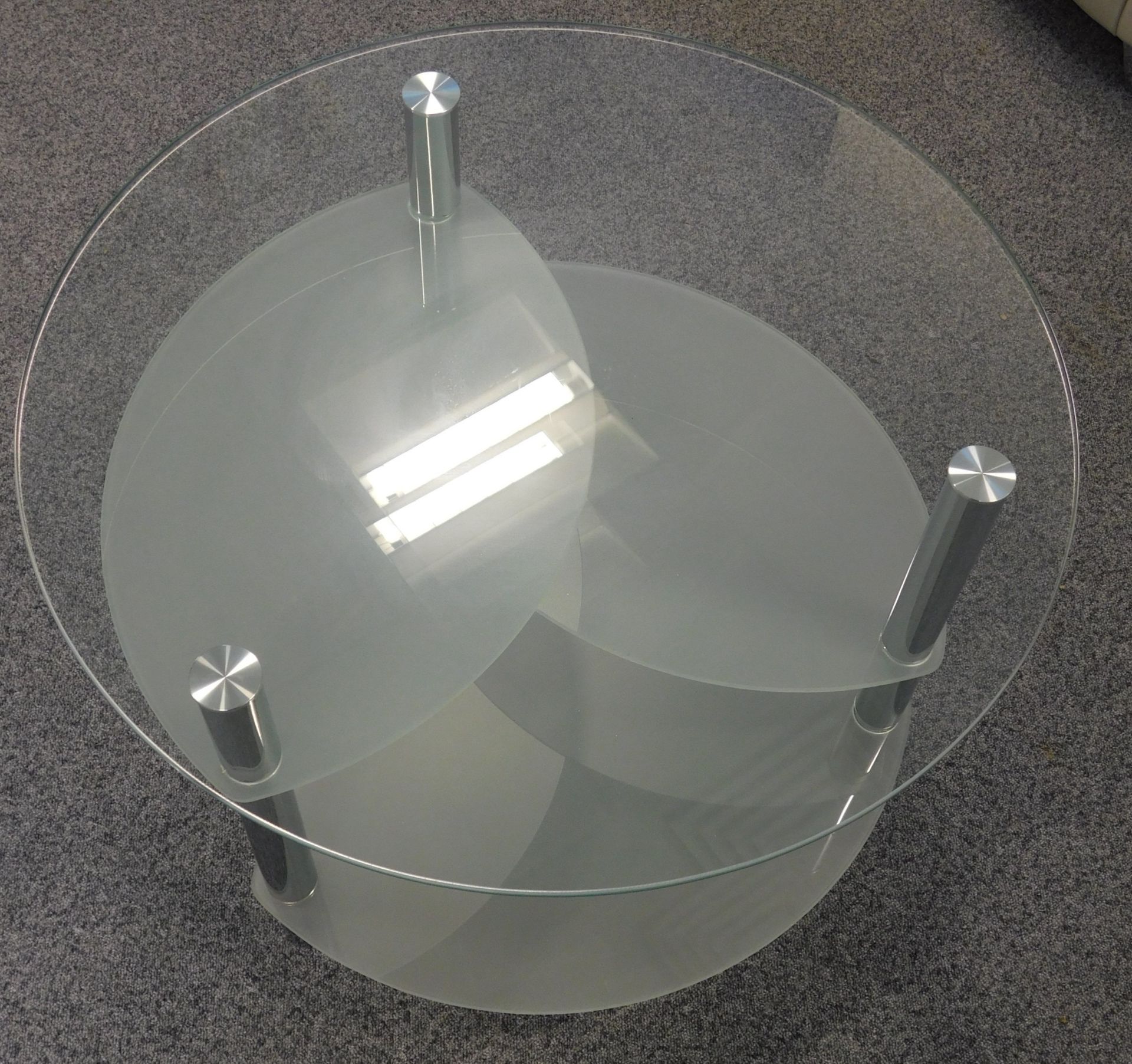 Three 4-Tier Plate Glass Top Coffee Tables 65cm dia. (Located Brentwood - See General Notes for More - Image 3 of 3