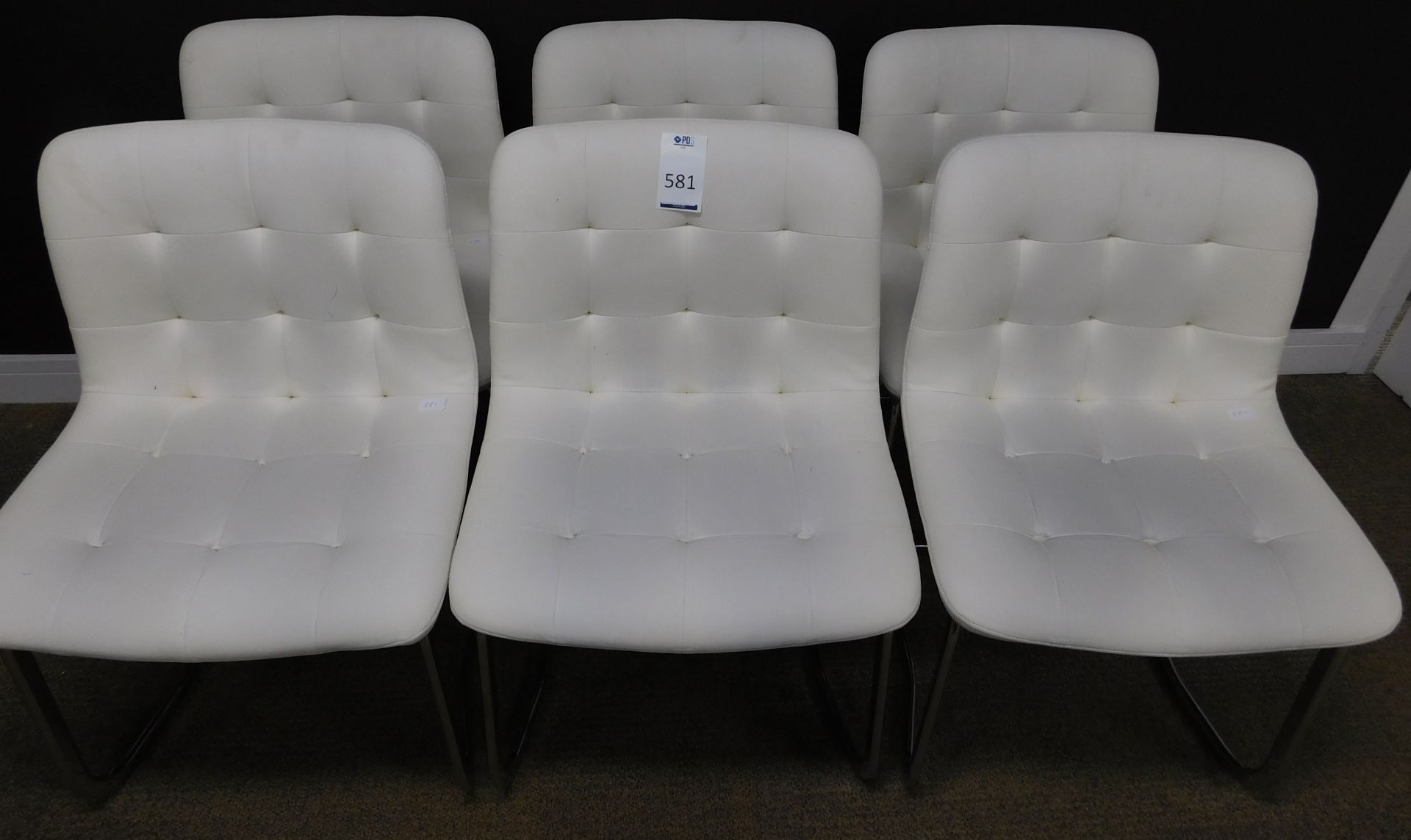 Set of 6 Bontempi “Kuga” Metal Framed Cantilever Chairs, (Upholstered in Ivory Ecopelle Minor