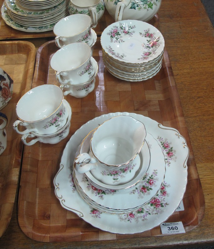 Royal Albert 'Lavender Rose' English bone china floral design part tea service including; teacups,