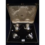 Indian silver presentation four piece coffee set in original box or case, marked: Cookes and Kelvey,