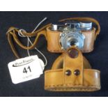 A 'Mycro' miniature camera in leather Ever-ready case marked 'Mycro Camera Company Ltd', stamped