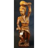 Modern carved tribal wooden study of a lady with club on her head. (B.P. 24% incl. VAT)