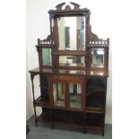 Late 19th Century rosewood inlaid two stage mirror back sideboard/display cabinet having broken neck