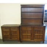 Mid 20th Century oak two stage rack back dresser with matching sideboard. (2) (B.P. 24% incl. VAT)