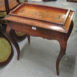 19th Century French walnut inlaid jardiniere of rectangular form with lift off lid and gilt