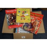 Box containing assorted vintage books to include; Enid Blyton's Noddy Songbook, Roy Rogers cowboy