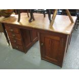 Early 20th Century pitch pine knee hole desk. (B.P. 24% incl. VAT)