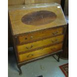 Edwardian mahogany inlaid bureau on cabriole legs. (B.P. 24% incl. VAT)