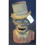 Cast metal black man in top hat money box. Incomplete. (B.P. 24% incl. VAT)