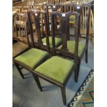 Set of four 19th Century mahogany splat and pierced back dining chairs with drop in seats on