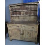 Mid 20th Century oak two stage carved dresser. (B.P. 24% incl. VAT)