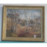 F.C Smith, birches in a woodland, signed and dated 1959, oils on board. Framed. (B.P. 24% incl. VAT)