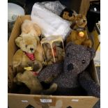 Box of assorted modern teddy bears to include; Crafty bear, Iron bridge bear, Mohair by