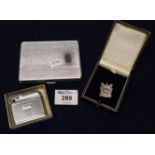 Ronson Cadet cigarette lighter in original box, plated engine turned cigarette case and a silver and