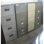 Four vintage tin four drawer filing cabinets, two by Triumph and one by Bisley. (4) (B.P. 24%