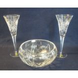The Millennium Collection Waterford toasting flutes, one pair in original box. Together with a Royal