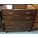19th Century mahogany straight front chest of two short and three long drawers on bracket feet. (B.