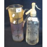 Vintage Rawlings soda syphon, together with a straight sided single handled water jug. (2) (B.P. 24%