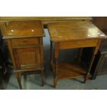 Early 20th Century oak barley twist occasional table with under tier, together with another early