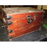 Stained pine work or tool box with metal mounts C.J.J. Ungoed of small proportion. (B.P. 24% incl.