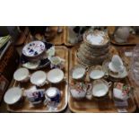 Tray of 19th Century Gaudy Welsh tulip and other design part teaware, together with another tray