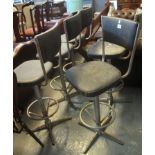 Set of five mid Century leather finish and chrome tubular bar stools. (5) (B.P. 24% incl. VAT)