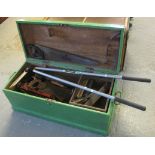 Vintage painted pine carpenter's toolbox, the interior revealing assorted and vintage tools, saws,