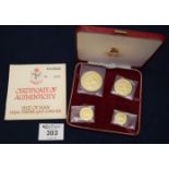 Cased set of 22ct gold proof Manx decimal coins 1970 in original case with cardboard box. £5
