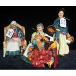 Three Royal Doulton bone china figurines to include; 'Forty Winks' HN1974, 'The Orange Lady'