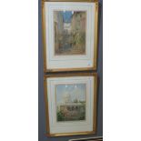Percy R Craft, Middle Eastern scenes, streets, figures and architecture, three, signed, two