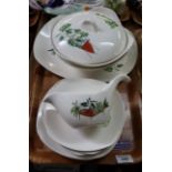 A Midwinter style craft fashion shape dinnerware items to include; gravy boat, plates and