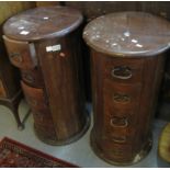 Pair of modern hardwood Kashmir five drawer round chests. (2) (B.P. 24% incl. VAT)