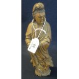 Chinese carved wooden study of a robed Immortal. 25cm high approx. (B.P. 24% incl. VAT)