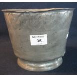 18th/19th Century straight sided pewter planter with engraved decoration. 21cm diameter approx. (B.