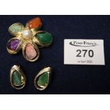 Costume jewellery brooch and pair of clip earrings. (B.P. 24% incl. VAT)